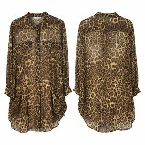 Chic Leopard Print Women's Button Down Shirt